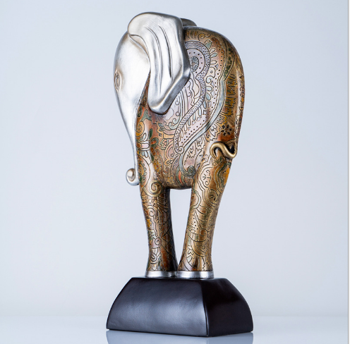 北欧风简约玻璃钢树脂工艺品雕塑大象摆件欣欣向荣雕刻彩绘工艺品